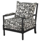 Blanchett Traditional Floral Upholstered Bobbin Accent Chair Black