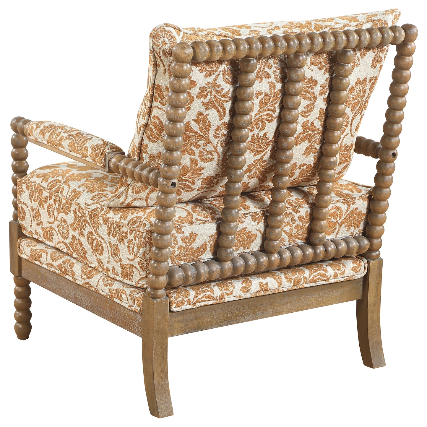 Blanchett Upholstered Bobbin Accent Chair Apricot and Distressed Brown