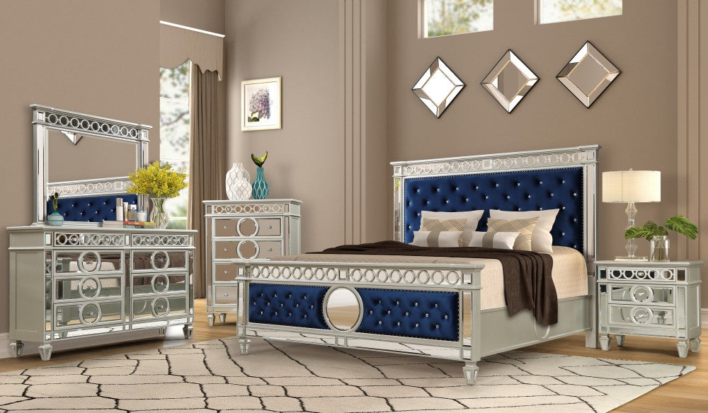Blue Velvet Glam Queen Bed Dresser & Mirror JB's Furniture  Home Furniture, Home Decor, Furniture Store