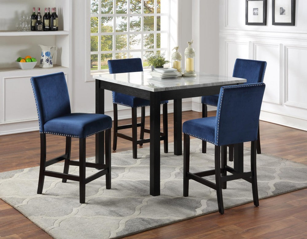 Faux Marble w/ Blue Velvet Chairs JB's Furniture  Home Furniture, Home Decor, Furniture Store