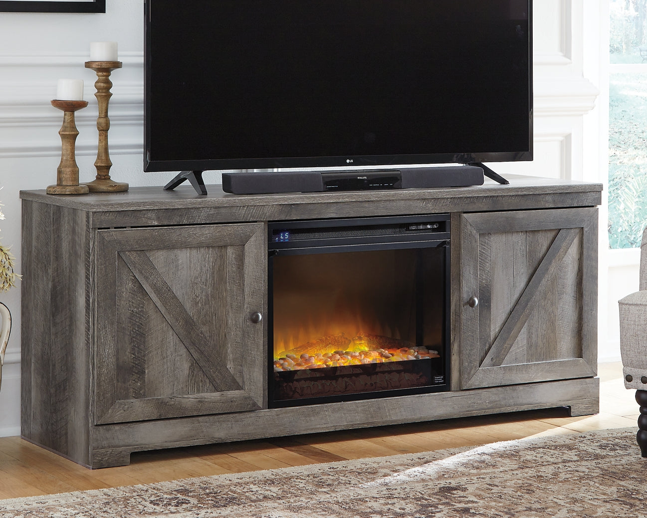 Wynnlow 63" TV Stand with Electric Fireplace JB's Furniture Furniture, Bedroom, Accessories
