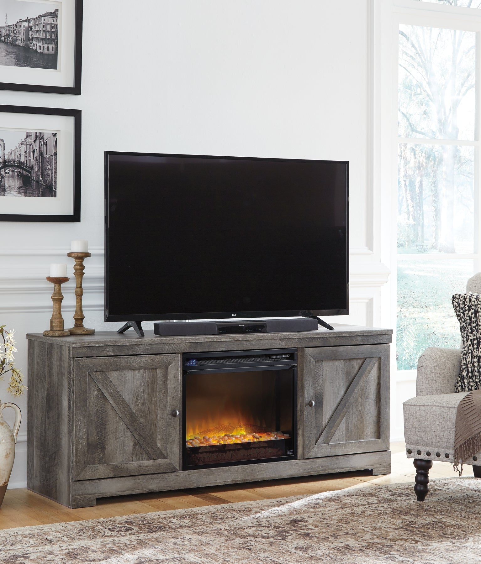 Wynnlow 63" TV Stand with Electric Fireplace JB's Furniture Furniture, Bedroom, Accessories