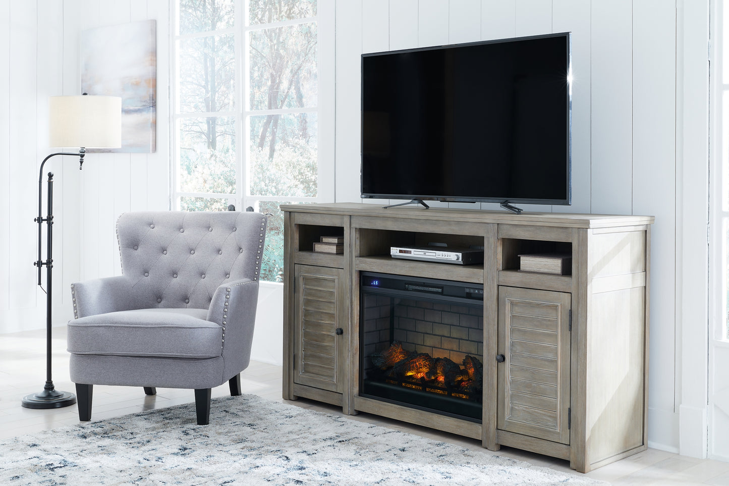 Moreshire 72" TV Stand with Electric Fireplace JB's Furniture Furniture, Bedroom, Accessories