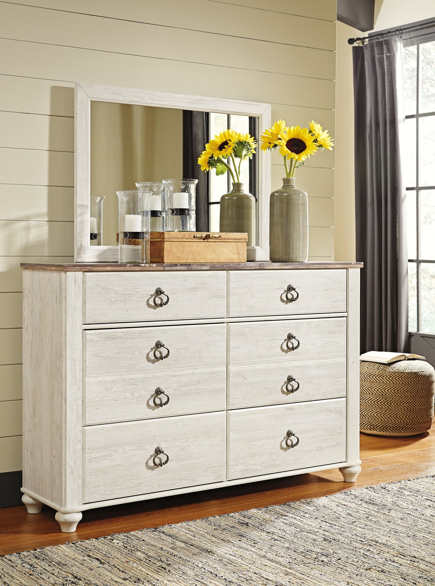 Willowton Queen Panel Bed with Mirrored Dresser, Chest and 2 Nightstands JB's Furniture  Home Furniture, Home Decor, Furniture Store