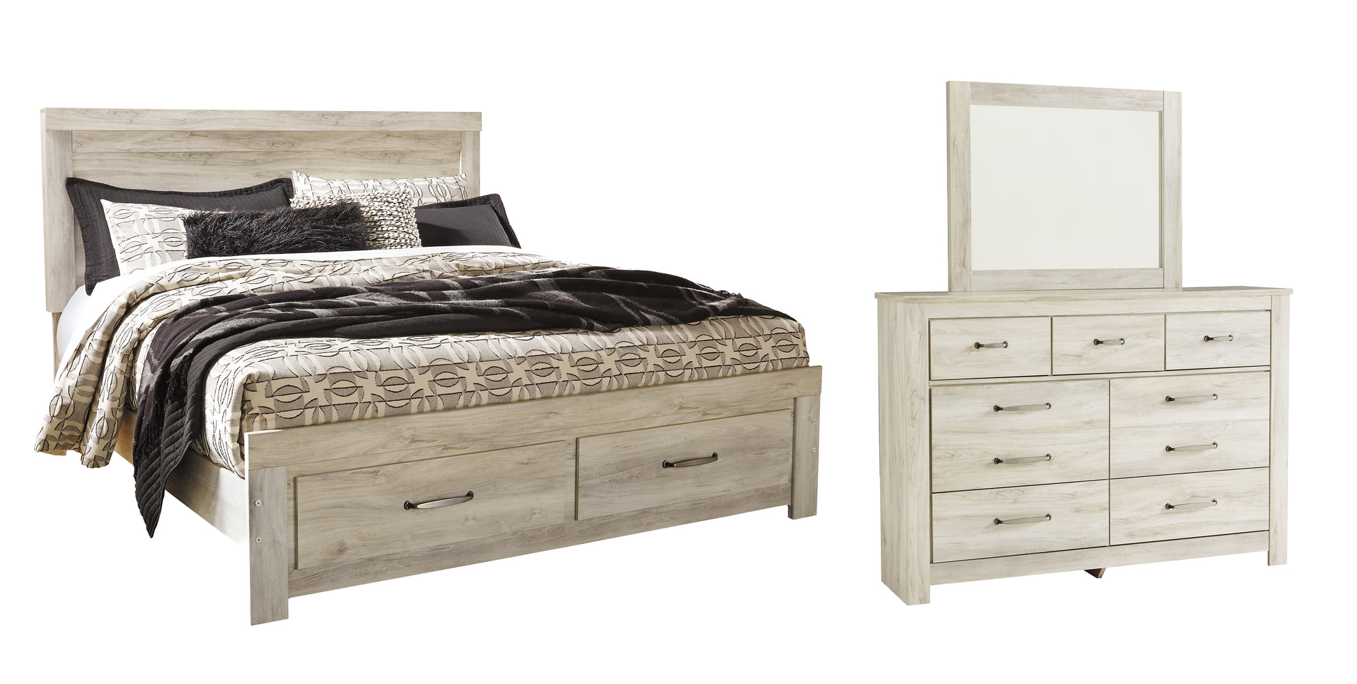 Bellaby Queen Platform Bed with 2 Storage Drawers with Mirrored Dresser JB's Furniture  Home Furniture, Home Decor, Furniture Store
