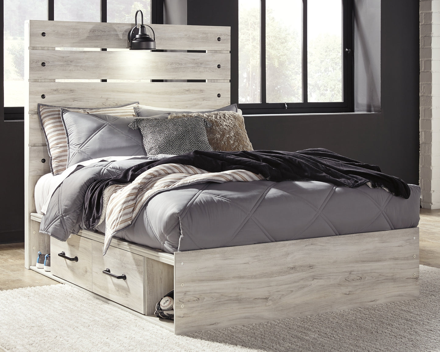 Cambeck Queen Panel Bed with 2 Storage Drawers with Mirrored Dresser JB's Furniture  Home Furniture, Home Decor, Furniture Store