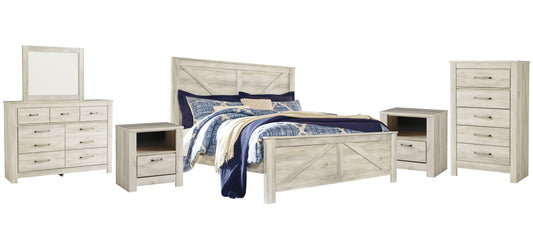 Bellaby Queen Crossbuck Panel Bed with Mirrored Dresser, Chest and 2 Nightstands JB's Furniture  Home Furniture, Home Decor, Furniture Store