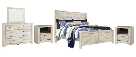 Bellaby Queen Crossbuck Panel Bed with Mirrored Dresser and 2 Nightstands JB's Furniture  Home Furniture, Home Decor, Furniture Store