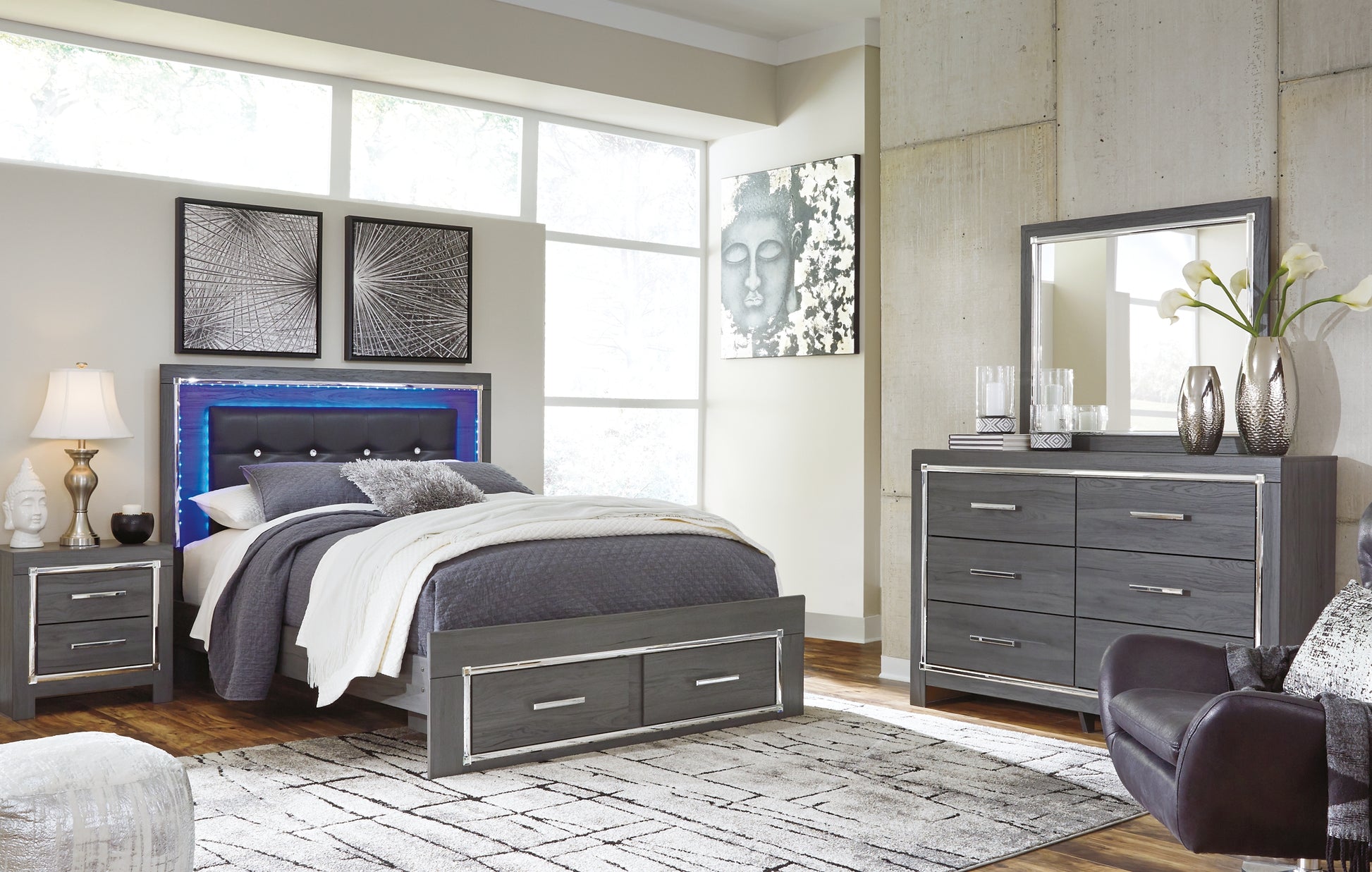 Lodanna King Panel Bed with 2 Storage Drawers with Dresser JB's Furniture  Home Furniture, Home Decor, Furniture Store