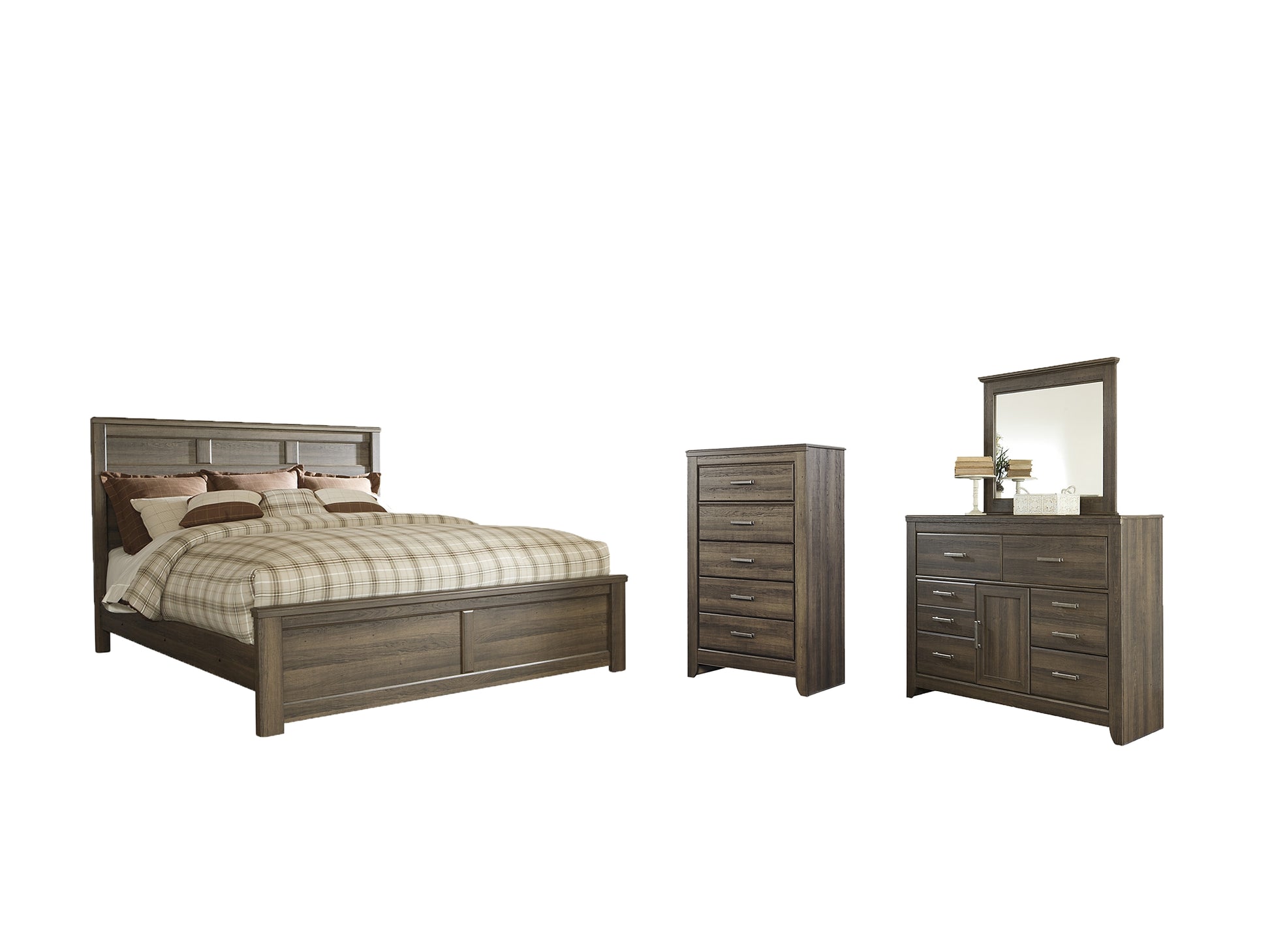 Juararo California King Panel Bed with Mirrored Dresser and Chest JB's Furniture  Home Furniture, Home Decor, Furniture Store