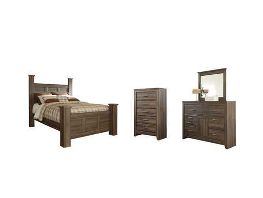 Juararo Queen Poster Bed with Mirrored Dresser and Chest JB's Furniture  Home Furniture, Home Decor, Furniture Store
