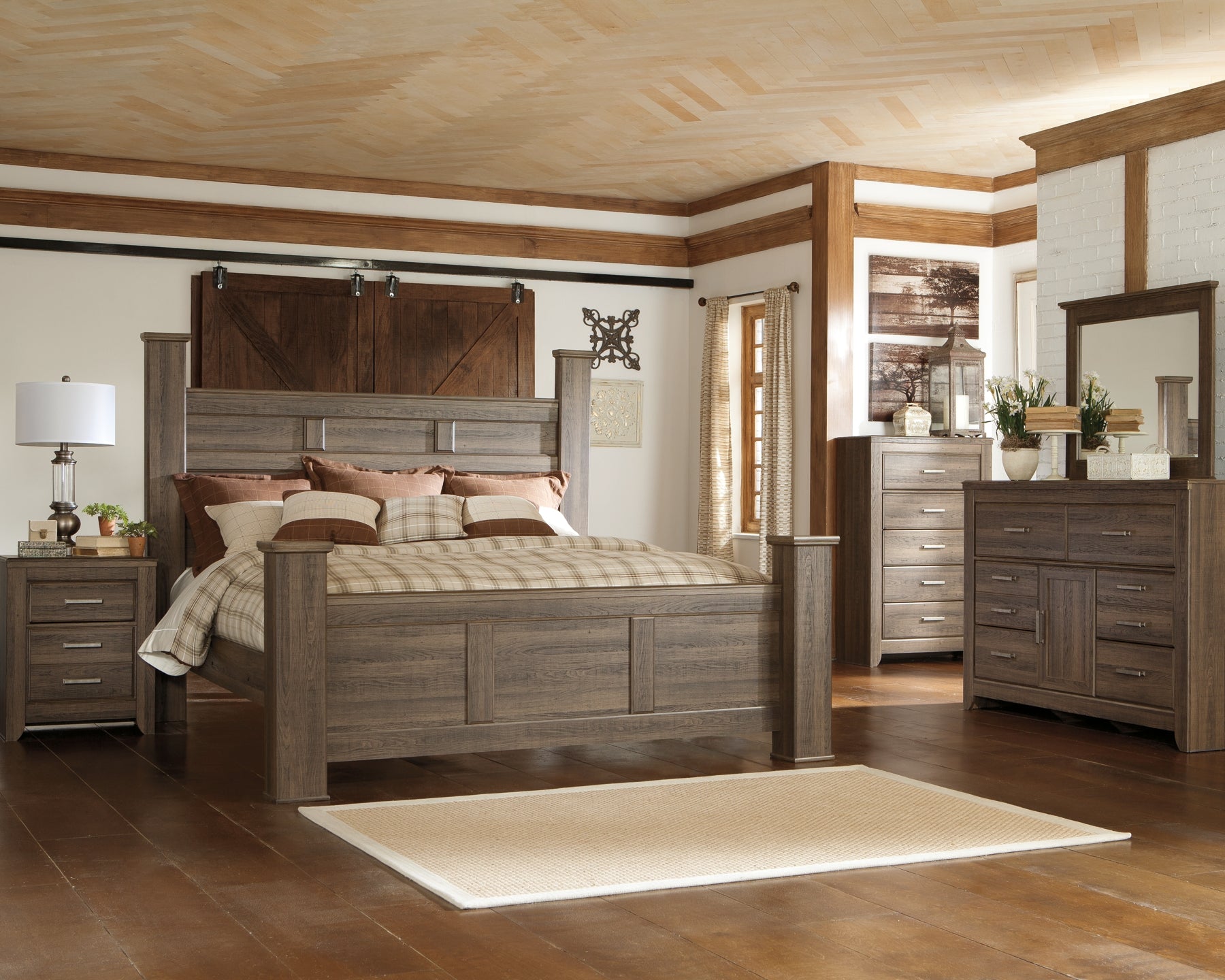 Juararo King Poster Bed with Mirrored Dresser and Chest JB's Furniture  Home Furniture, Home Decor, Furniture Store