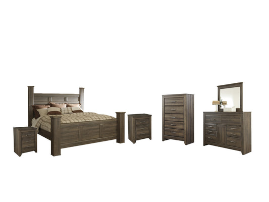 Juararo King Poster Bed with Mirrored Dresser, Chest and 2 Nightstands JB's Furniture  Home Furniture, Home Decor, Furniture Store
