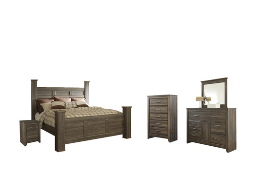 Juararo King Poster Bed with Mirrored Dresser, Chest and Nightstand JB's Furniture  Home Furniture, Home Decor, Furniture Store
