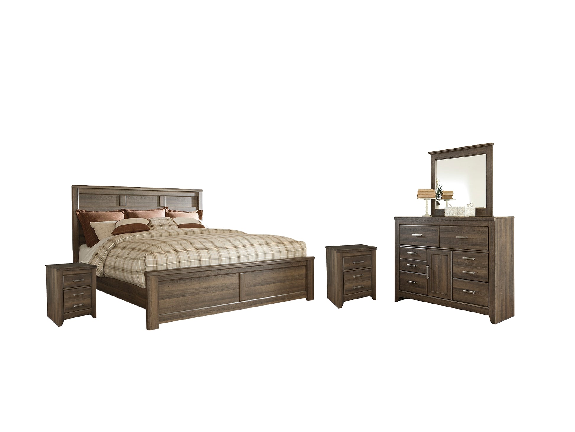 Juararo Queen Panel Bed with Mirrored Dresser and 2 Nightstands JB's Furniture  Home Furniture, Home Decor, Furniture Store