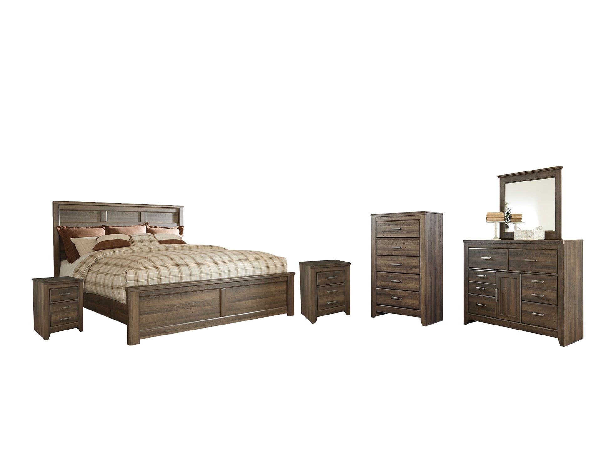 Juararo Queen Panel Bed with Mirrored Dresser, Chest and 2 Nightstands JB's Furniture  Home Furniture, Home Decor, Furniture Store