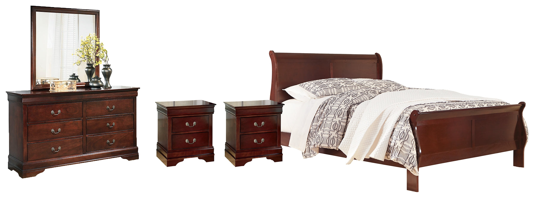 Alisdair Queen Sleigh Bed with Mirrored Dresser and 2 Nightstands JB's Furniture  Home Furniture, Home Decor, Furniture Store