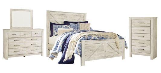 Bellaby Queen Crossbuck Panel Bed with Mirrored Dresser and Chest JB's Furniture  Home Furniture, Home Decor, Furniture Store