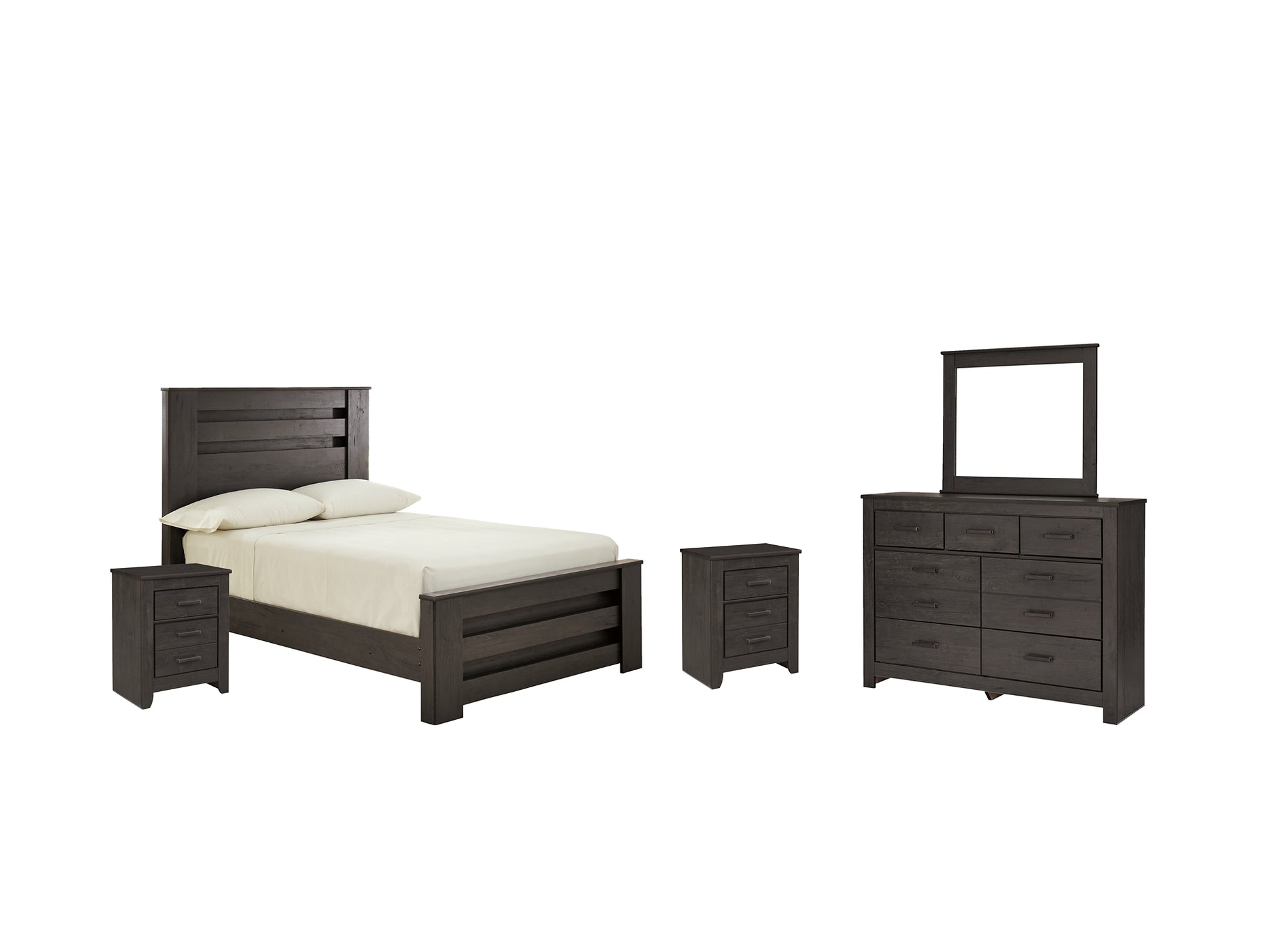 Brinxton Full Panel Bed with Mirrored Dresser and 2 Nightstands JB's Furniture  Home Furniture, Home Decor, Furniture Store