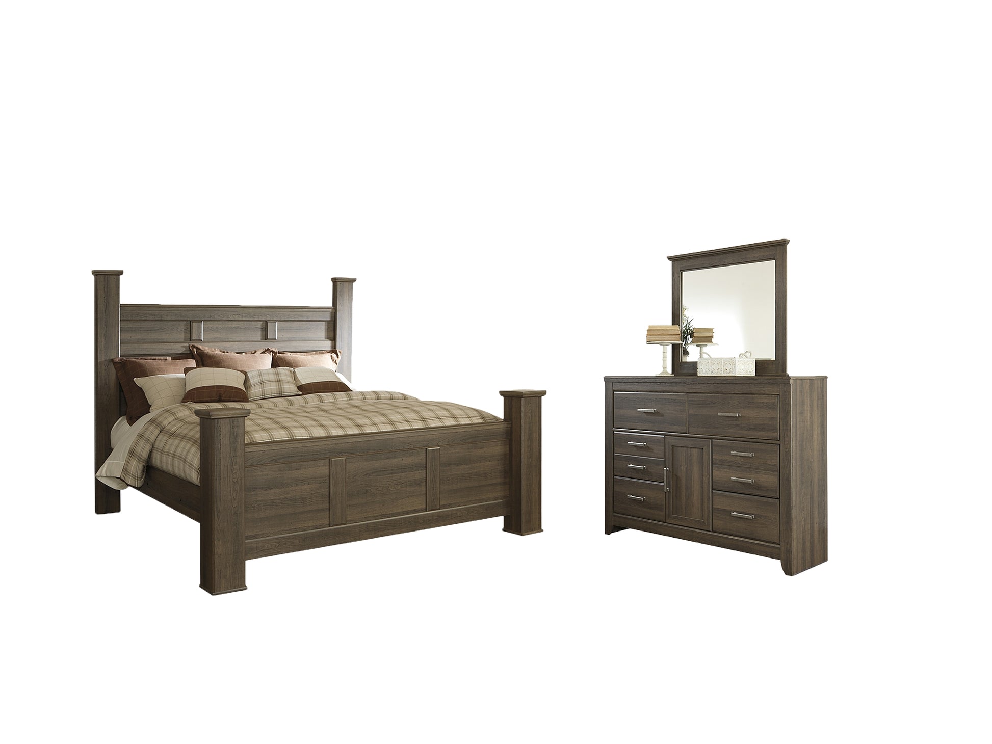 Juararo King Poster Bed with Mirrored Dresser JB's Furniture  Home Furniture, Home Decor, Furniture Store
