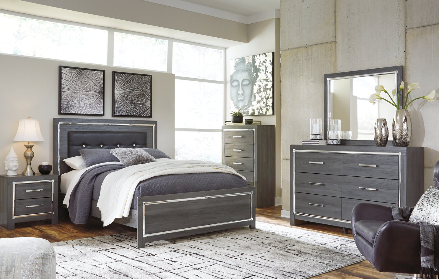 Lodanna Queen Panel Bed with Mirrored Dresser, Chest and Nightstand JB's Furniture  Home Furniture, Home Decor, Furniture Store