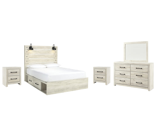 Cambeck Queen Panel Bed with 4 Storage Drawers with Mirrored Dresser and 2 Nightstands JB's Furniture  Home Furniture, Home Decor, Furniture Store