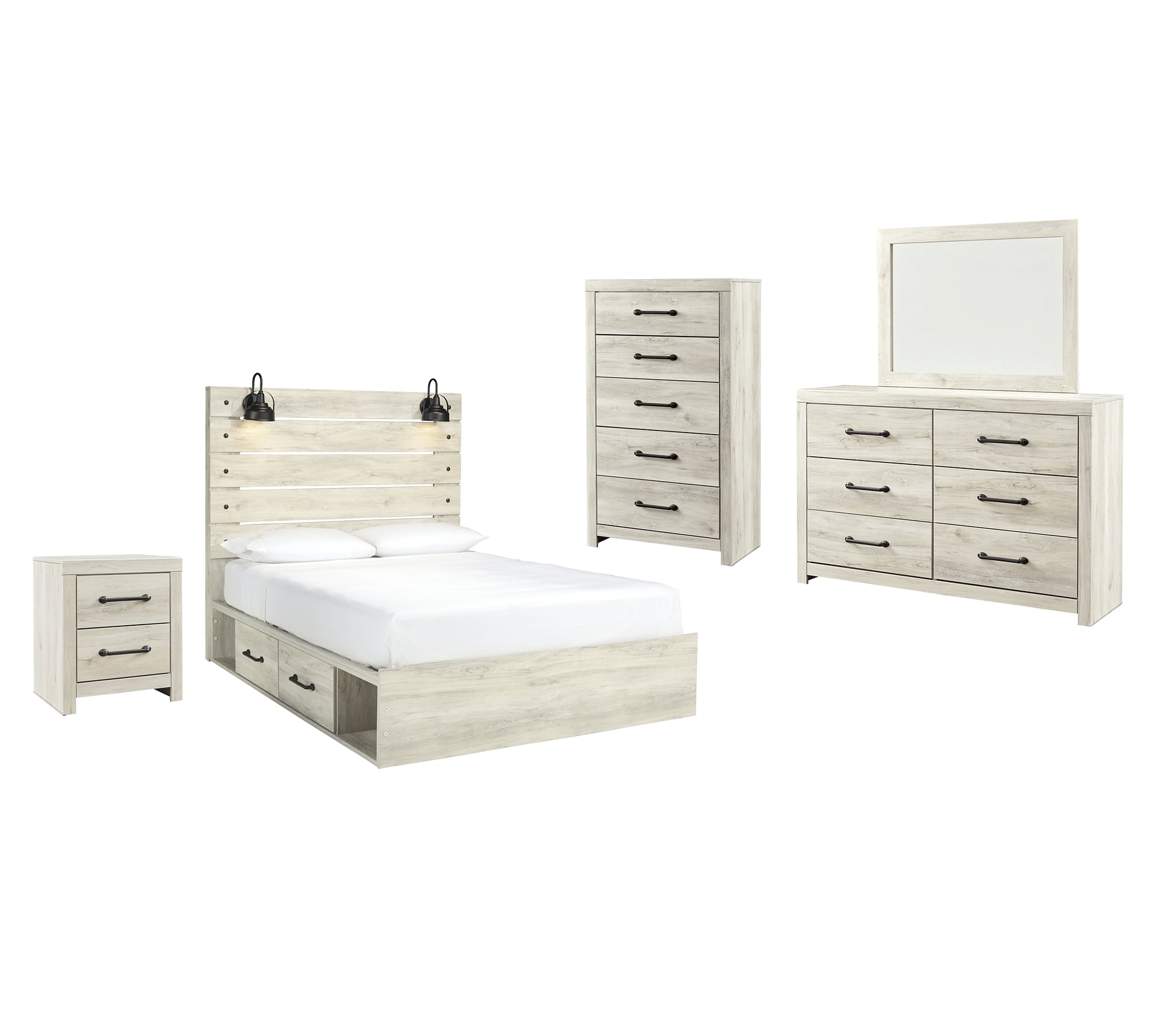 Cambeck Queen Panel Bed with 4 Storage Drawers with Mirrored Dresser, Chest and Nightstand JB's Furniture  Home Furniture, Home Decor, Furniture Store
