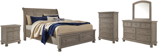 Lettner King Sleigh Bed with 2 Storage Drawers with Mirrored Dresser, Chest and Nightstand JB's Furniture  Home Furniture, Home Decor, Furniture Store