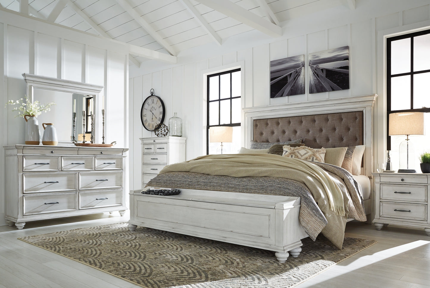 Kanwyn Queen Panel Bed with Storage with Mirrored Dresser and Chest JB's Furniture  Home Furniture, Home Decor, Furniture Store