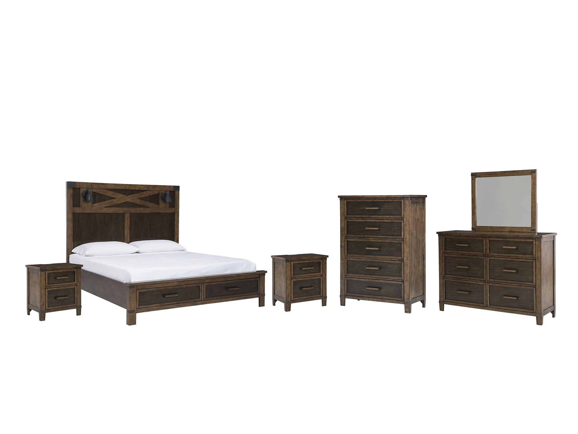 Wyattfield King Panel Bed with Mirrored Dresser, Chest and 2 Nightstands JB's Furniture  Home Furniture, Home Decor, Furniture Store