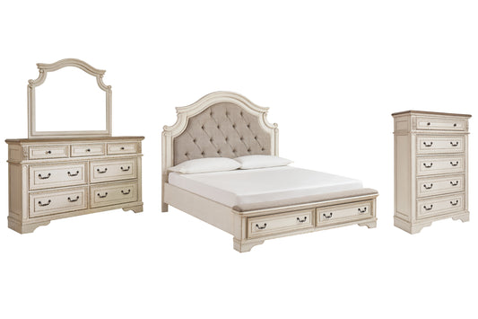 Realyn California King Upholstered Bed with Mirrored Dresser and Chest JB's Furniture  Home Furniture, Home Decor, Furniture Store