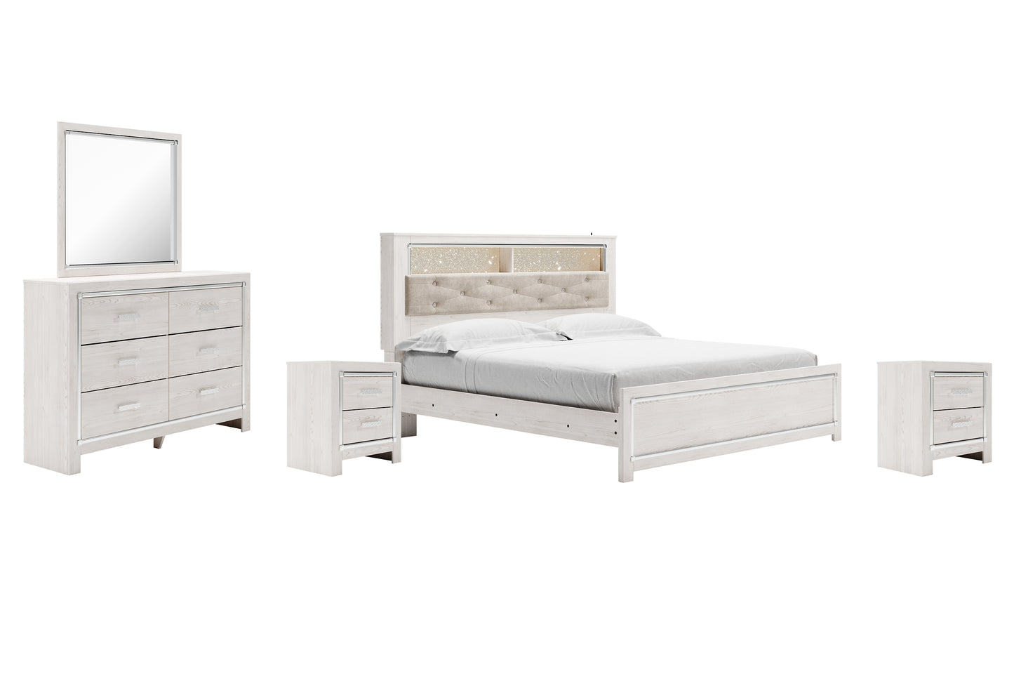 Altyra King Panel Bookcase Bed with Mirrored Dresser and 2 Nightstands JB's Furniture  Home Furniture, Home Decor, Furniture Store