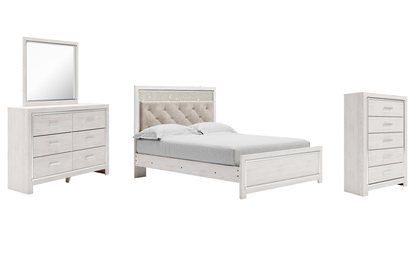 Altyra Queen Panel Bed with Mirrored Dresser and Chest JB's Furniture  Home Furniture, Home Decor, Furniture Store