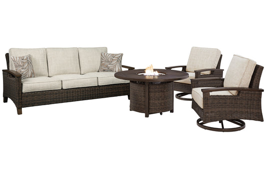 Paradise Trail Outdoor Sofa and 2 Lounge Chairs with Fire Pit Table JB's Furniture Furniture, Bedroom, Accessories