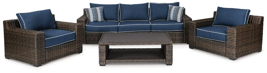 Grasson Lane Outdoor Sofa and 2 Chairs with Coffee Table JB's Furniture Furniture, Bedroom, Accessories