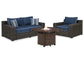 Grasson Lane Outdoor Loveseat and 2 Lounge Chairs with Fire Pit Table JB's Furniture Furniture, Bedroom, Accessories