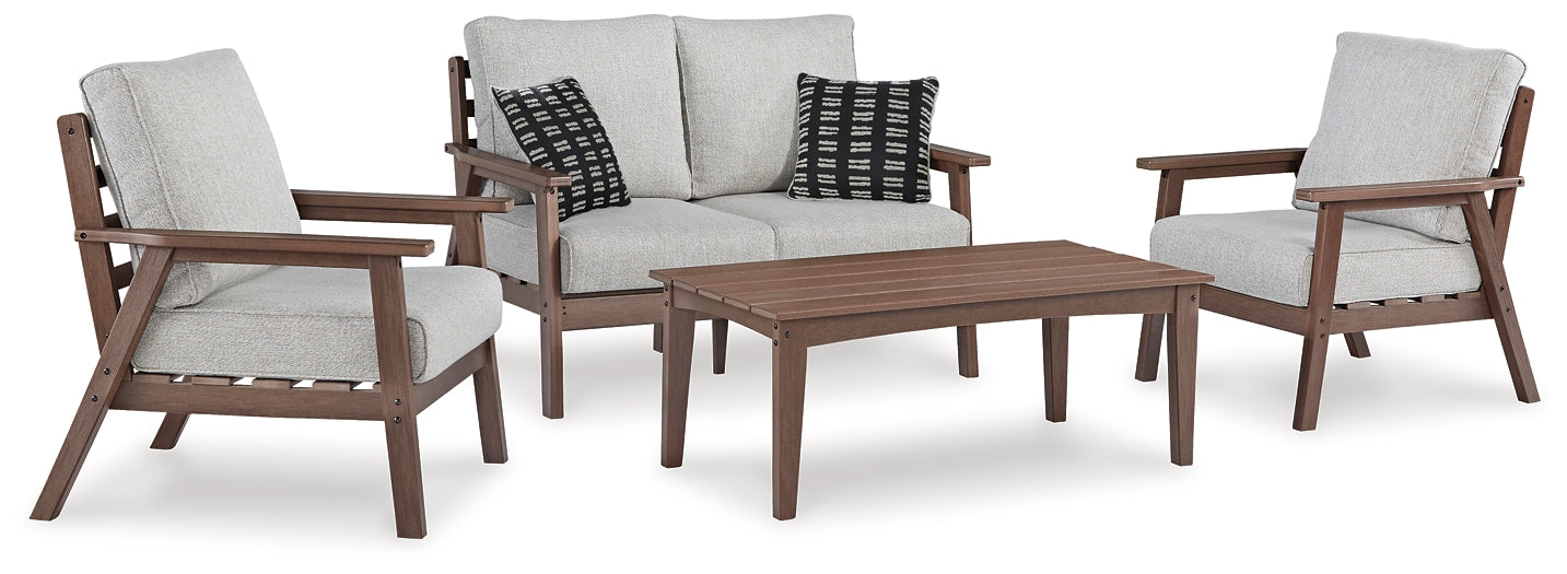 Emmeline Outdoor Loveseat and 2 Chairs with Coffee Table JB's Furniture Furniture, Bedroom, Accessories