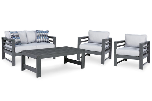 Amora Outdoor Loveseat and 2 Chairs with Coffee Table JB's Furniture Furniture, Bedroom, Accessories