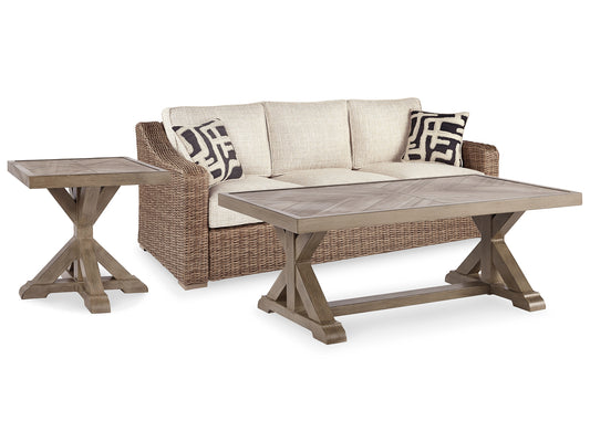 Beachcroft Outdoor Sofa with Coffee Table and End Table JB's Furniture Furniture, Bedroom, Accessories
