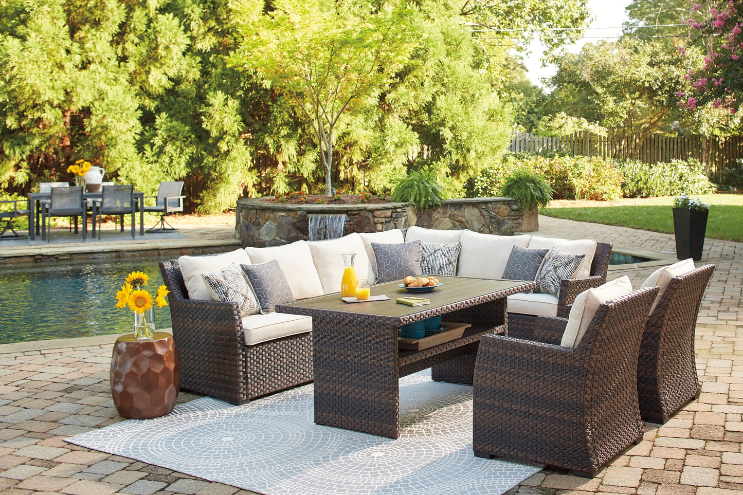 Easy Isle 3-Piece Outdoor Sectional with 2 Chairs and Coffee Table JB's Furniture Furniture, Bedroom, Accessories