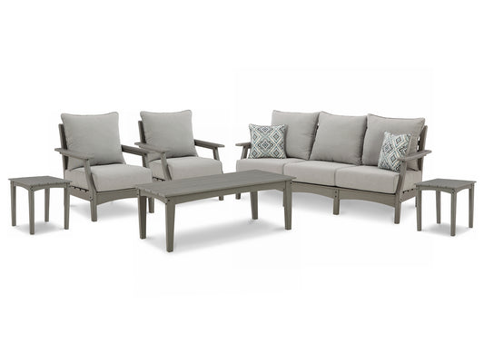 Visola Outdoor Sofa and  2 Lounge Chairs with Coffee Table and 2 End Tables JB's Furniture  Home Furniture, Home Decor, Furniture Store
