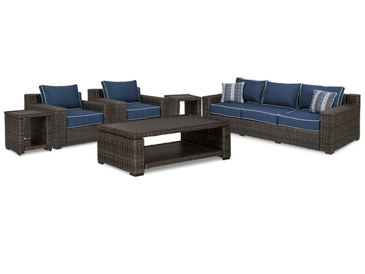 Grasson Lane Outdoor Sofa and  2 Lounge Chairs with Coffee Table and 2 End Tables JB's Furniture  Home Furniture, Home Decor, Furniture Store