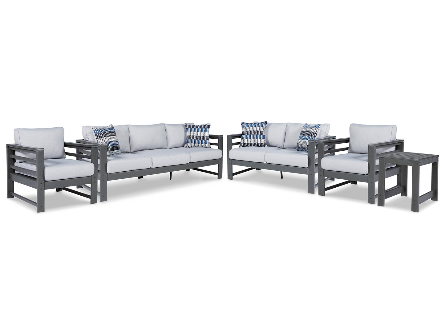 Amora Outdoor Sofa, Loveseat and 2 Lounge Chairs with End Table JB's Furniture Furniture, Bedroom, Accessories
