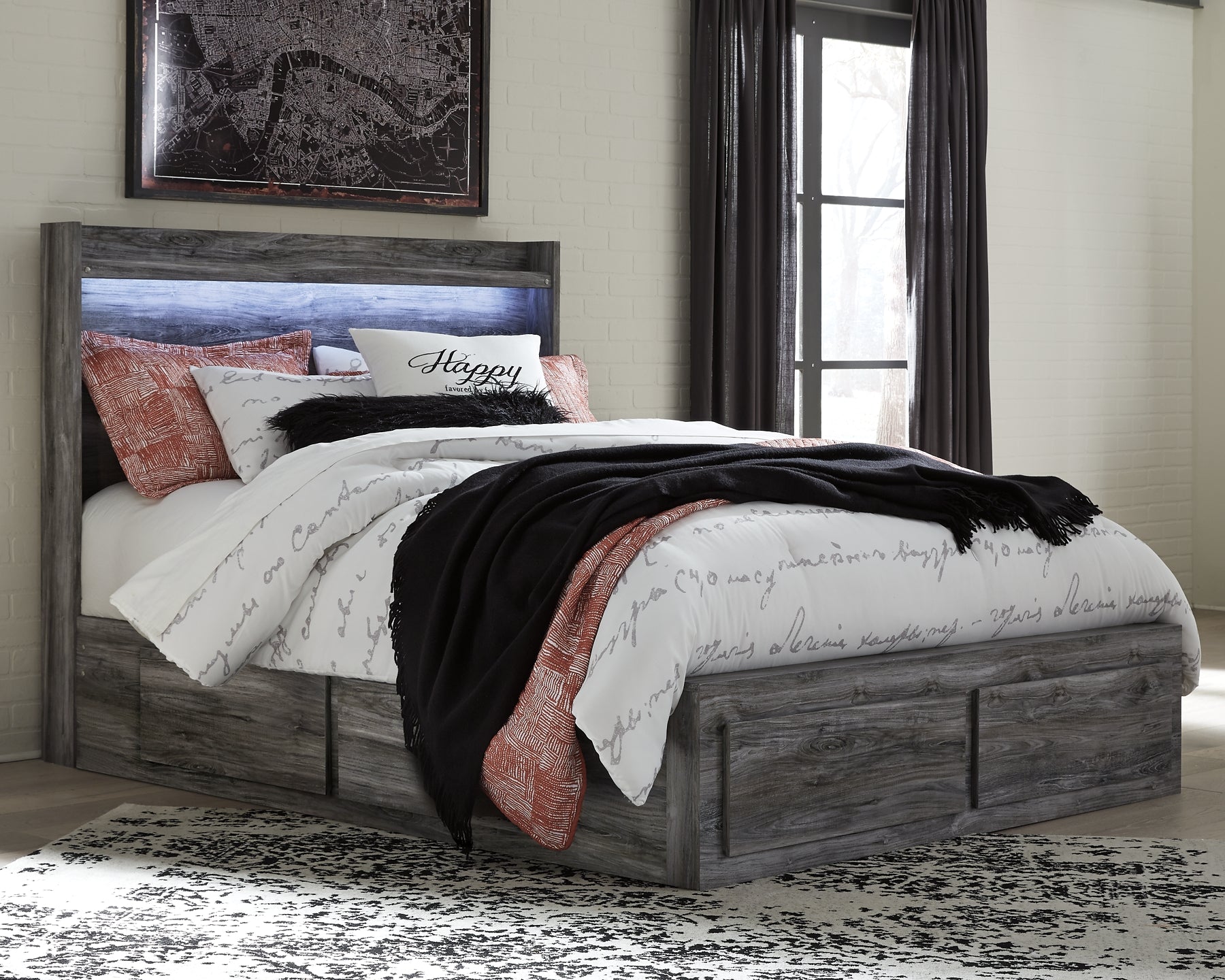 Baystorm Panel Bed With 4 Storage Drawers JB's Furniture Furniture, Bedroom, Accessories