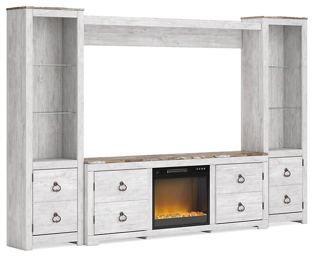 Willowton 4-Piece Entertainment Center with Electric Fireplace JB's Furniture  Home Furniture, Home Decor, Furniture Store