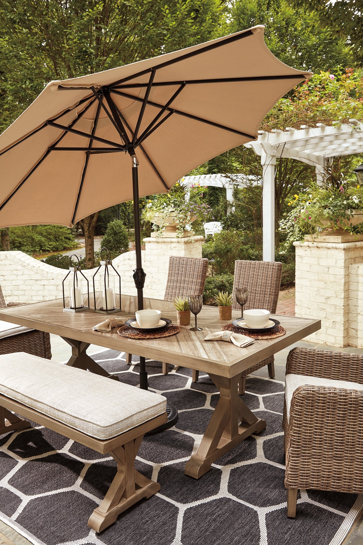 Beachcroft Outdoor Dining Table and 4 Chairs and Bench JB's Furniture  Home Furniture, Home Decor, Furniture Store