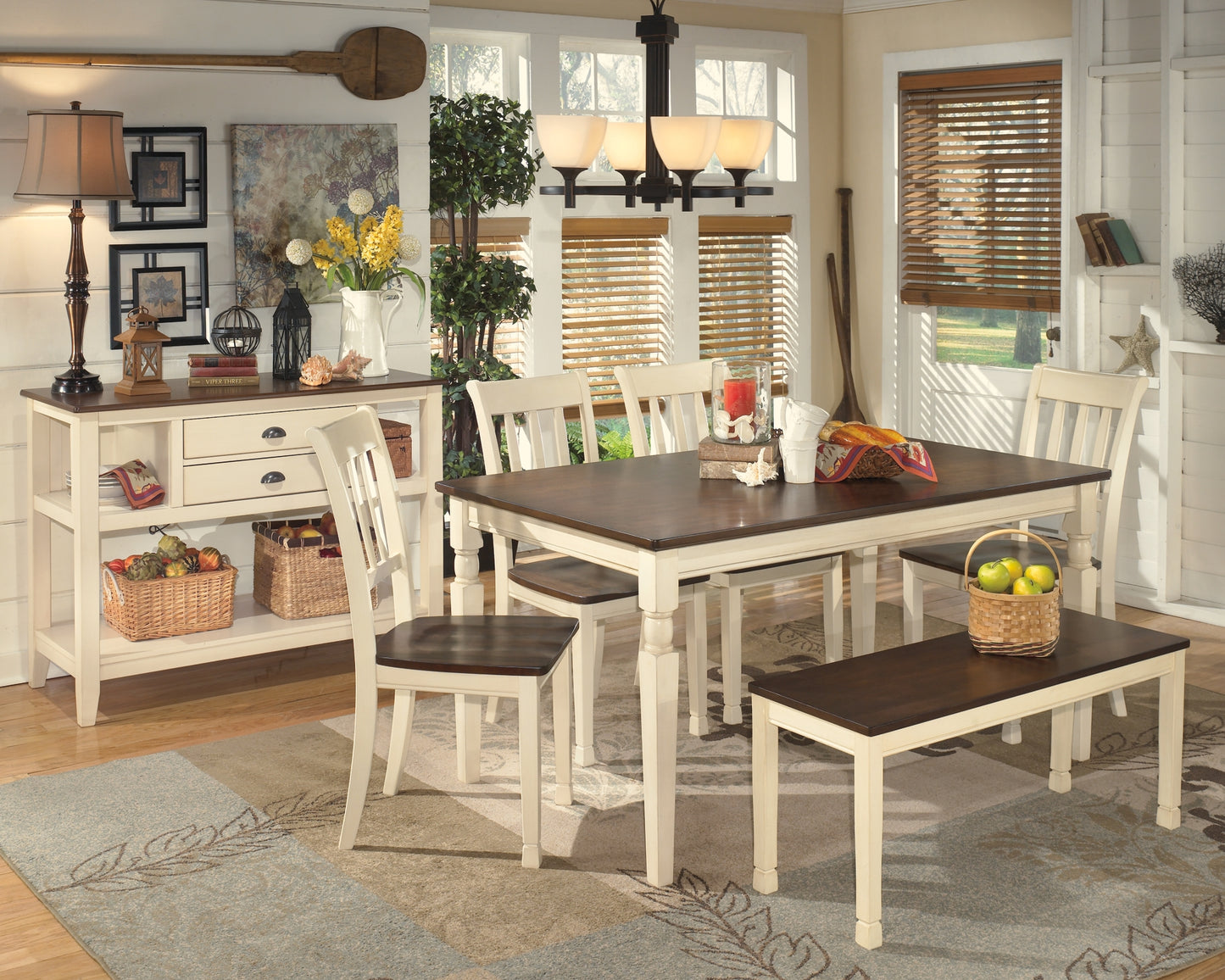 Whitesburg Dining Table and 4 Chairs and Bench with Storage JB's Furniture  Home Furniture, Home Decor, Furniture Store