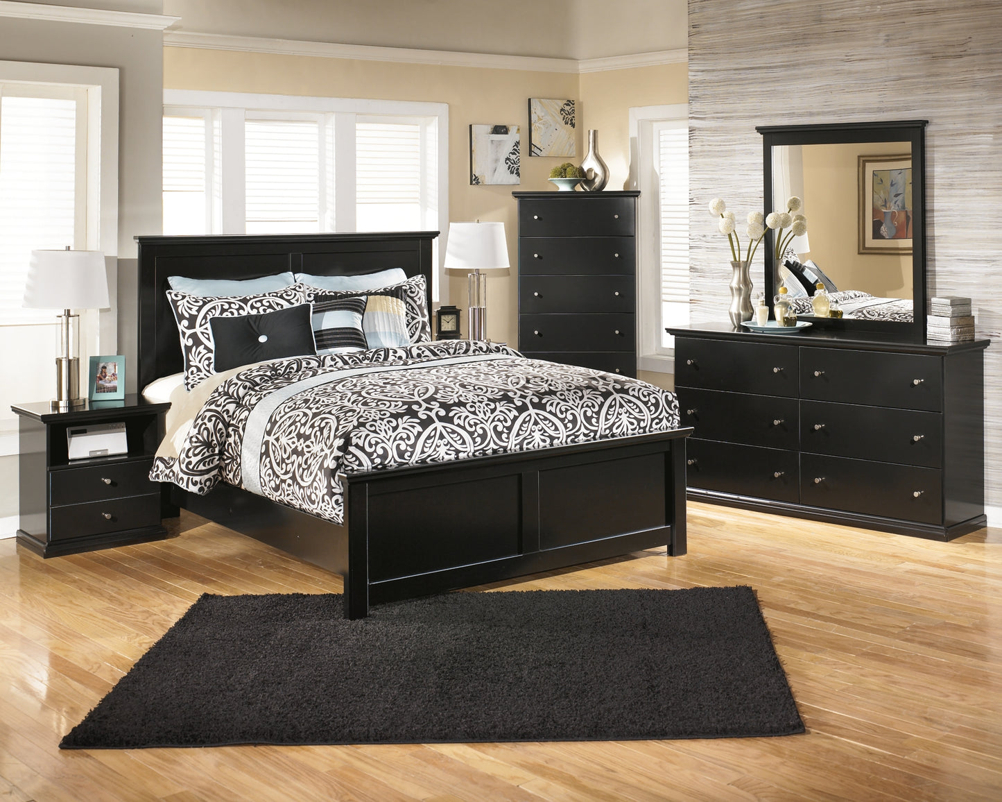 Maribel King Panel Bed with Mirrored Dresser, Chest and 2 Nightstands JB's Furniture  Home Furniture, Home Decor, Furniture Store