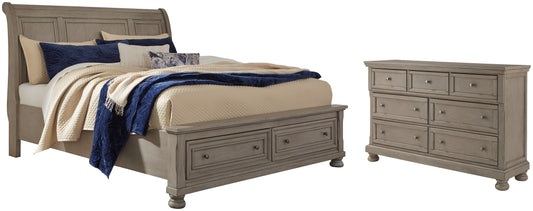 Lettner Queen Sleigh Bed with 2 Storage Drawers with Dresser with Dresser JB's Furniture  Home Furniture, Home Decor, Furniture Store