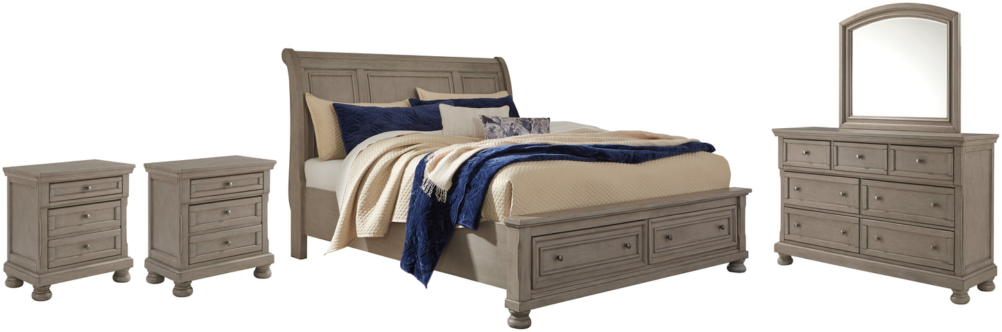 Lettner Queen Sleigh Bed with 2 Storage Drawers with Mirrored Dresser and 2 Nightstands JB's Furniture  Home Furniture, Home Decor, Furniture Store